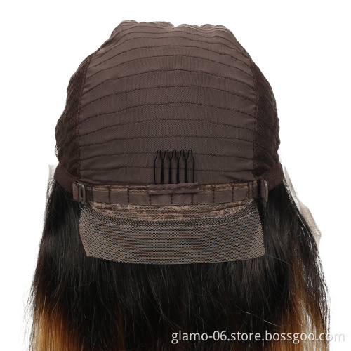 13x4 Pre Plucked Straight Brown And Blonde Highlight Human Hair Wig,Blonde Highlighted Wigs,Brown Blonde Highlight Human Hair